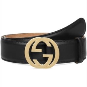 Authentic Gucci leather belt with interlocking G